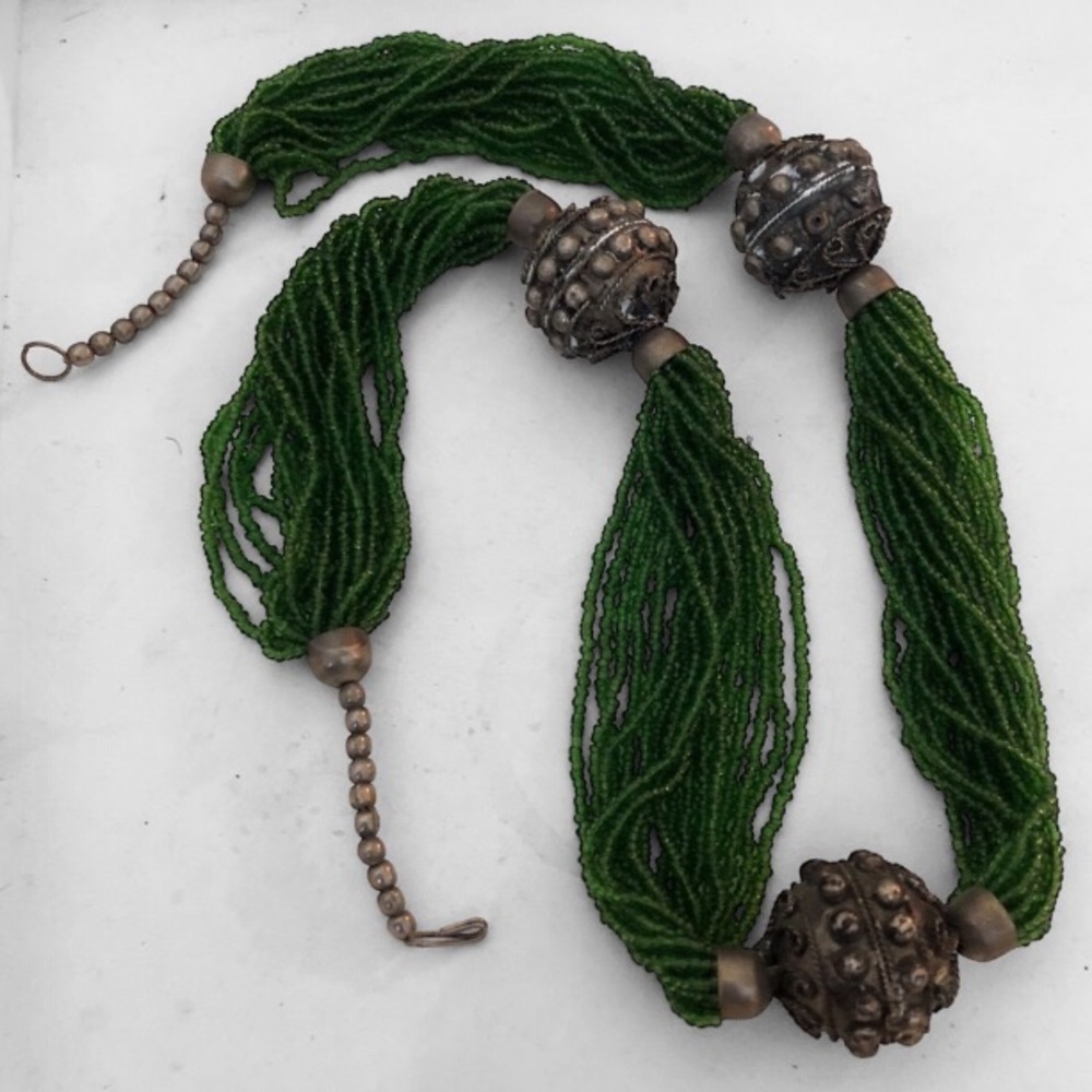 Ornate Vintage Seed Bead Tribal Boho Necklace